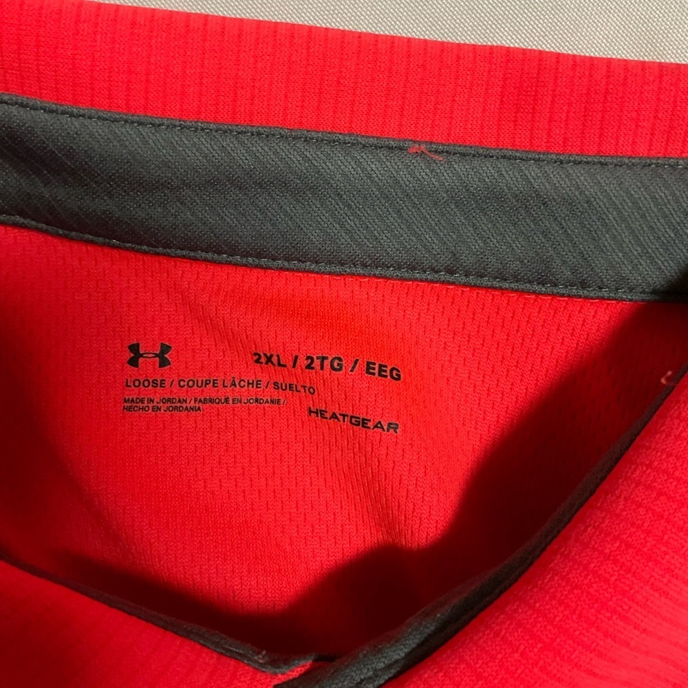 Under Armour HeatGear Polo Shirt Men’s 2XL Red Loose Fit Golf Performance - Picture 8 of 13